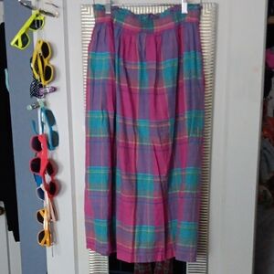 Vintage Plaid Skirt - Pink, Purple and Blue Madras